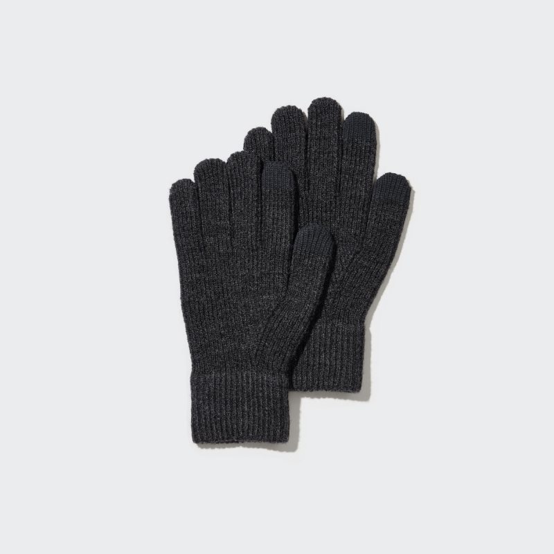 Grey Uniqlo HEATTECH Knitted Men Gloves | 9990017