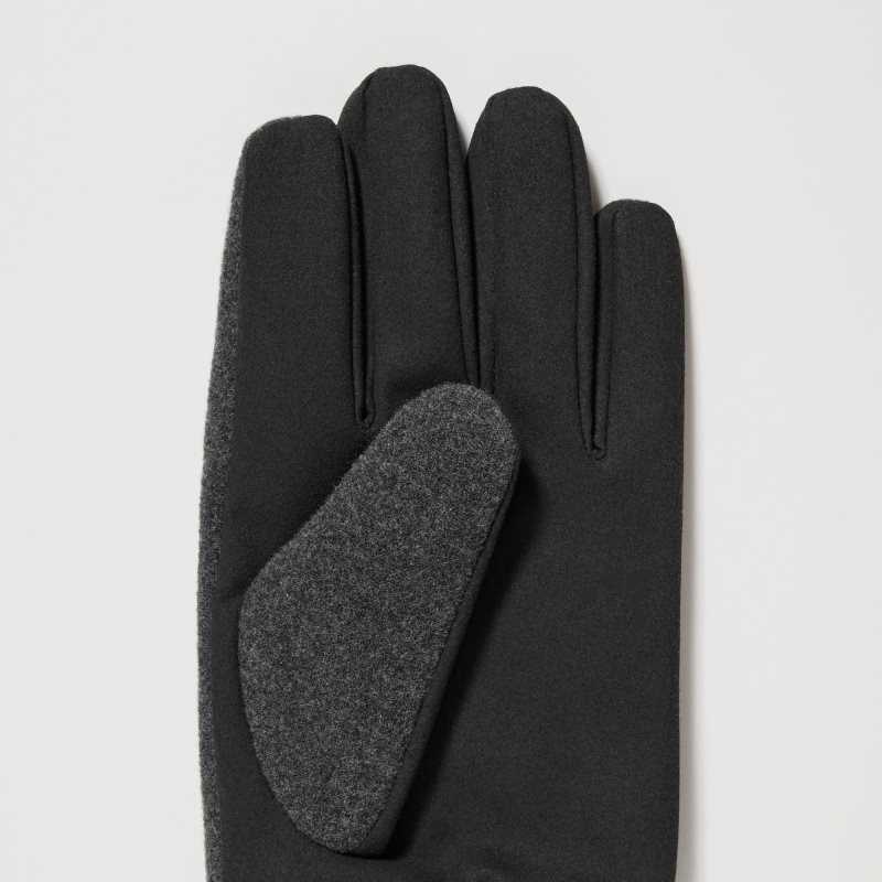 Grey Uniqlo HEATTECH Lined Faux Wool Men Gloves | 4150695