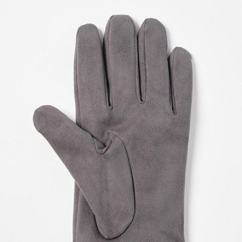 Grey Uniqlo HEATTECH Lining Faux Suede Women Gloves | 4155424