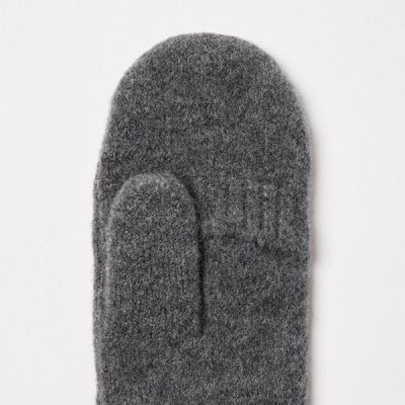 Grey Uniqlo HEATTECH Lining Souffle Yarn Mittens Women Gloves | 6085302