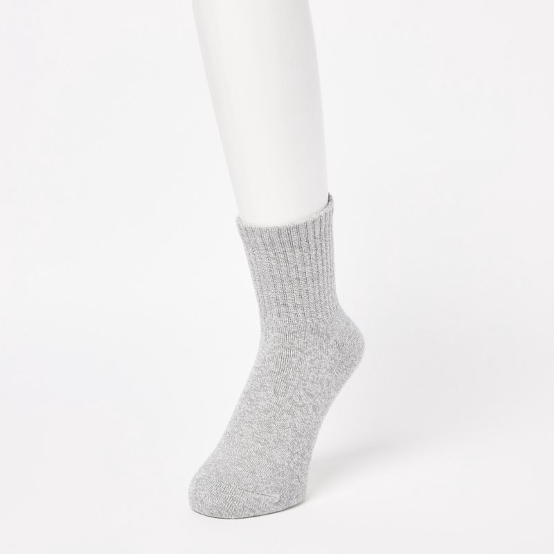 Grey Uniqlo HEATTECH Pile Half Men Socks | 8698003