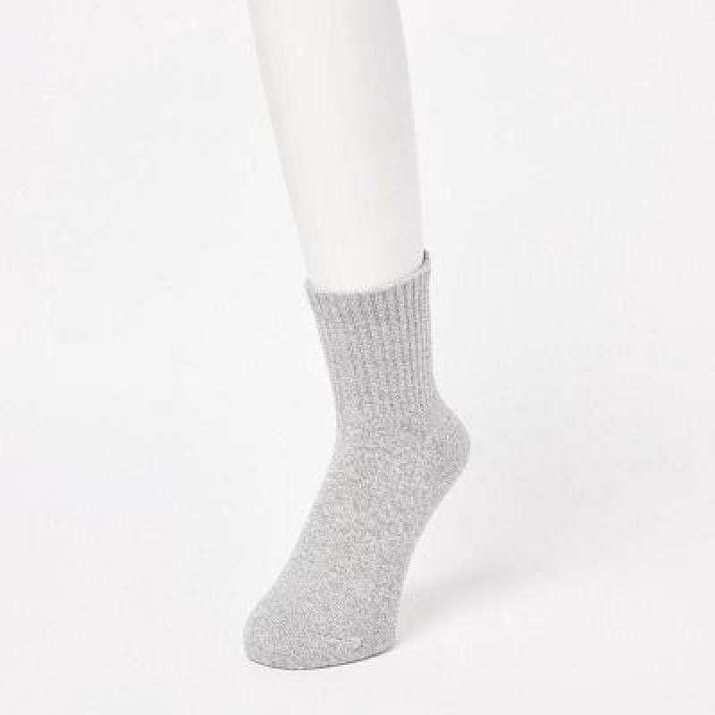 Grey Uniqlo HEATTECH Pile Half Women Socks | 8881336