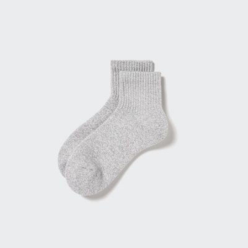 Grey Uniqlo HEATTECH Pile Half Women Socks | 8881336