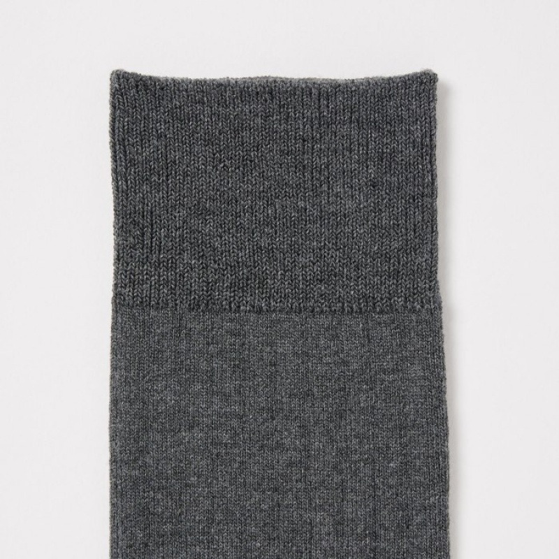 Grey Uniqlo HEATTECH Ribbed Knee-High Women Socks | 6159676