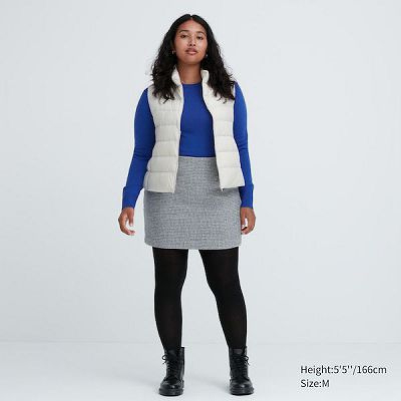 Grey Uniqlo HEATTECH Ribbed Knitted Women Tight | 2227702