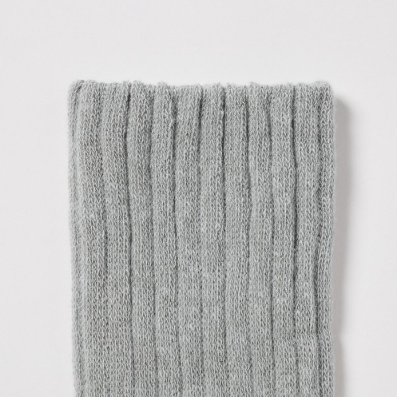 Grey Uniqlo HEATTECH Ribbed Pile-Lined Women Socks | 5067469