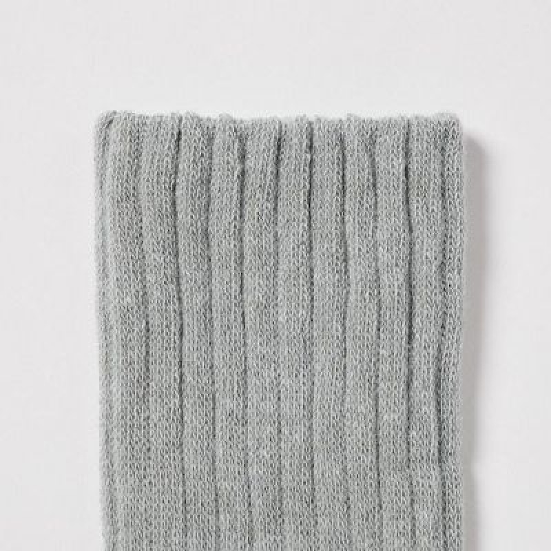 Grey Uniqlo HEATTECH Ribbed Pile Women Socks | 4782035