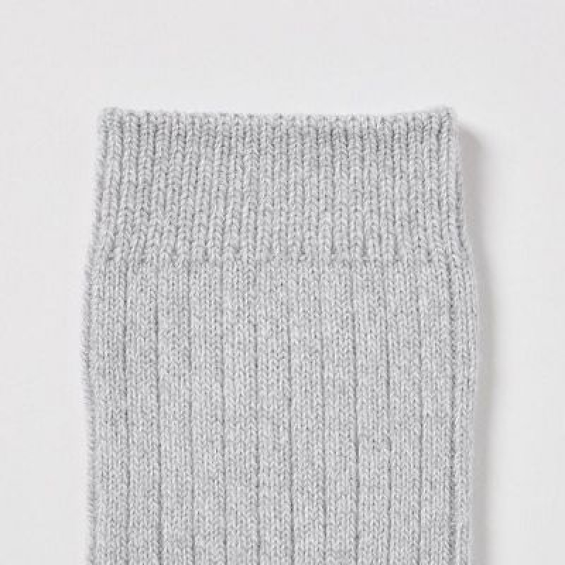 Grey Uniqlo HEATTECH Ribbed Women Socks | 7482231