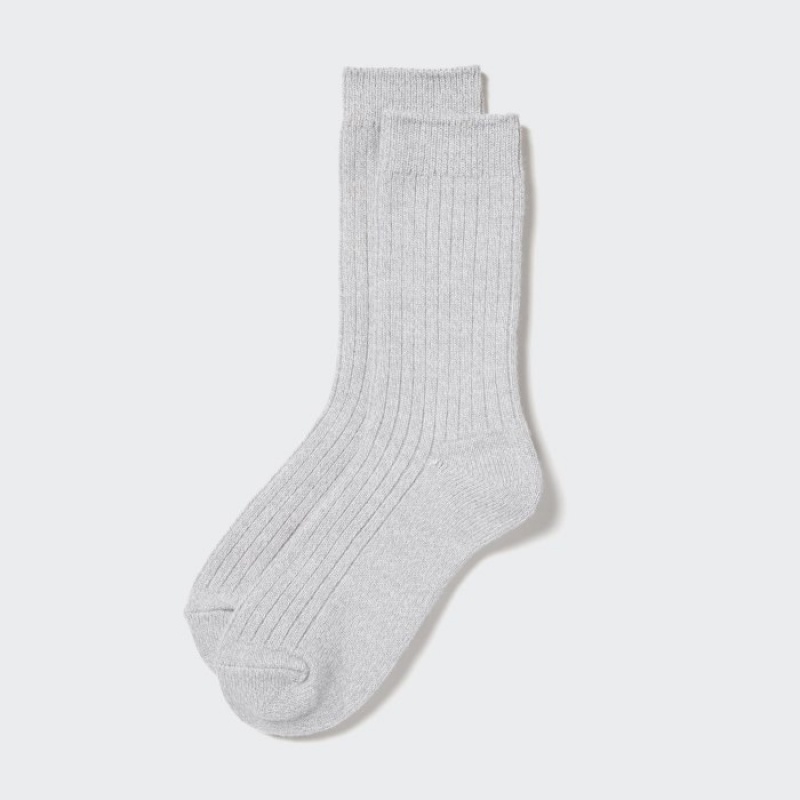 Grey Uniqlo HEATTECH Ribbed Women Socks | 4482764