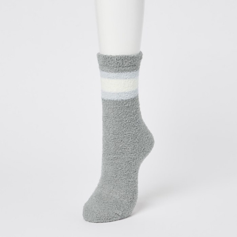 Grey Uniqlo HEATTECH Soft Fluffy Women Socks | 9478417