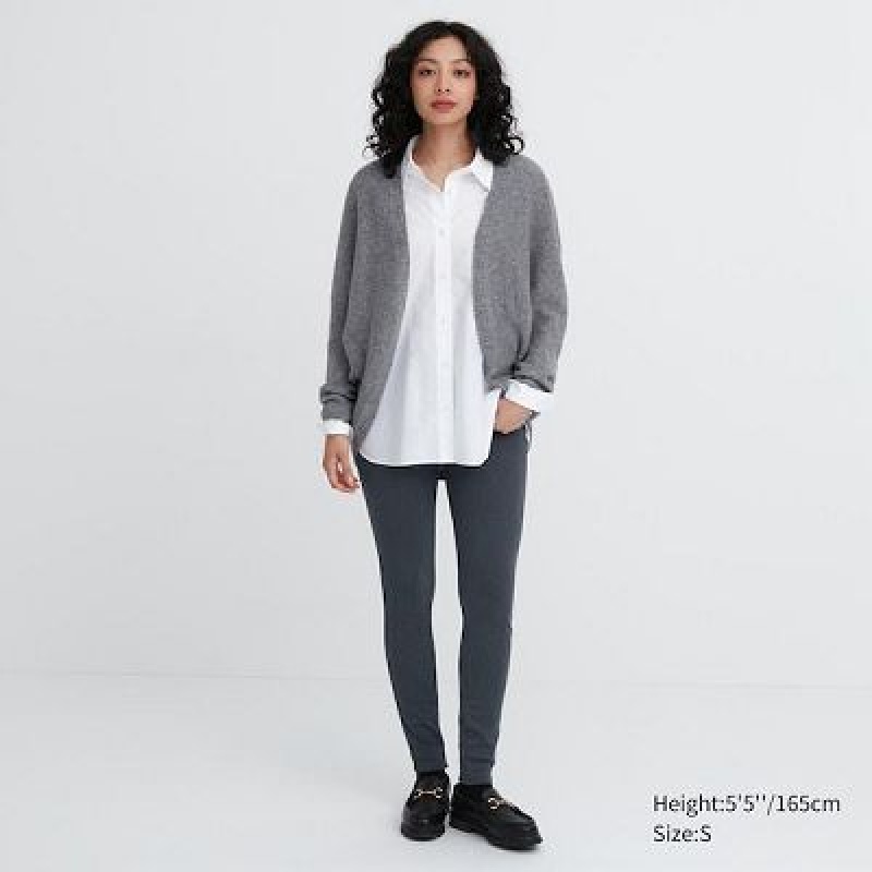 Grey Uniqlo HEATTECH Ultra Stretch High-Rise Women Leggings | 9774652