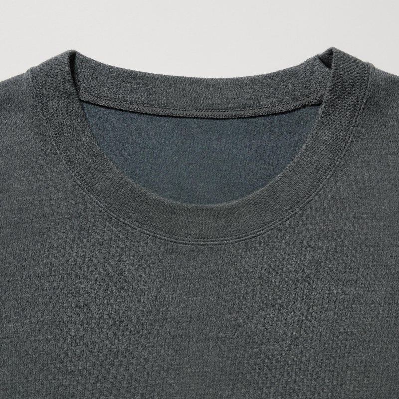 Grey Uniqlo HEATTECH Ultra Warm Crew Neck Long-Sleeve Men T Shirts | 9881483