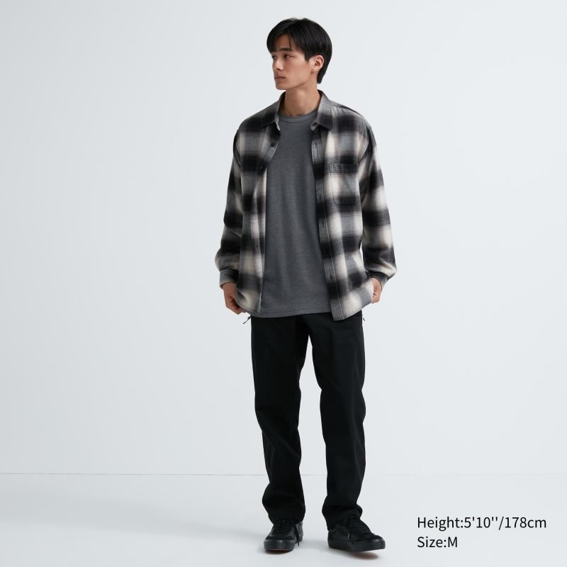 Grey Uniqlo Heattech Cotton Waffle Crew Neck Long-sleeve Extra Warm Men T Shirts | 7297973
