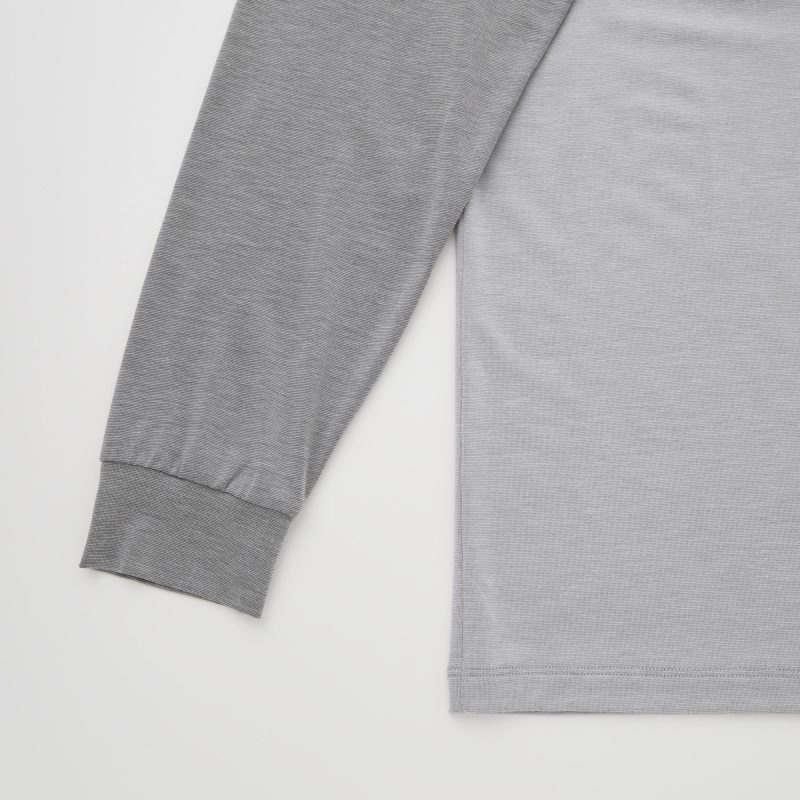 Grey Uniqlo Heattech Crew Neck Long Sleeve Men T Shirts | 8283739