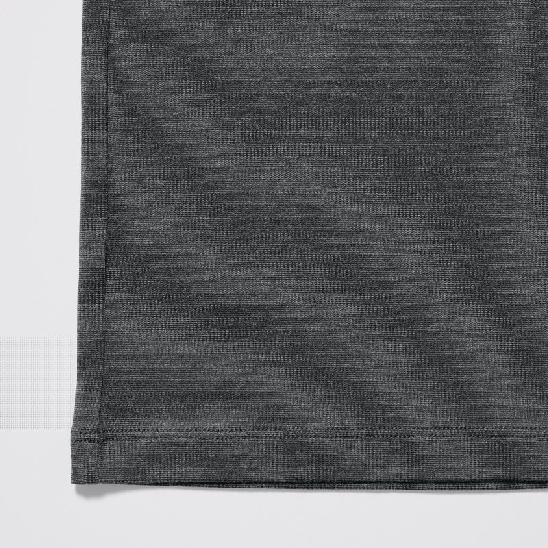 Grey Uniqlo Heattech Crew Neck Long-sleeve Men T Shirts | 7250486