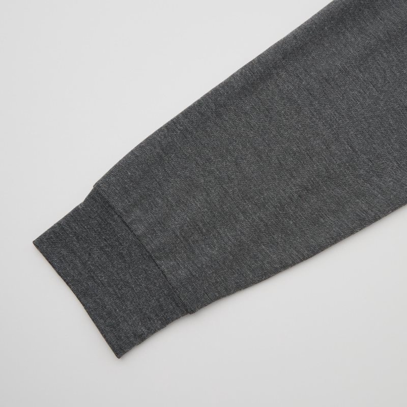 Grey Uniqlo Heattech Crew Neck Long-sleeve Men T Shirts | 5172388