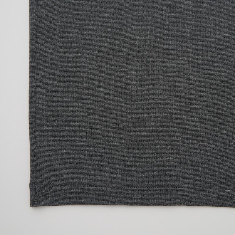 Grey Uniqlo Heattech Crew Neck Long-sleeve Men T Shirts | 5172388