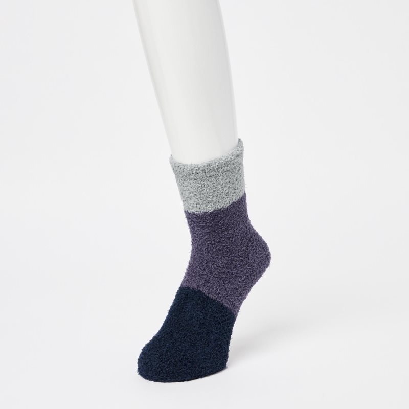 Grey Uniqlo Heattech Fluffy Men Socks | 7790133