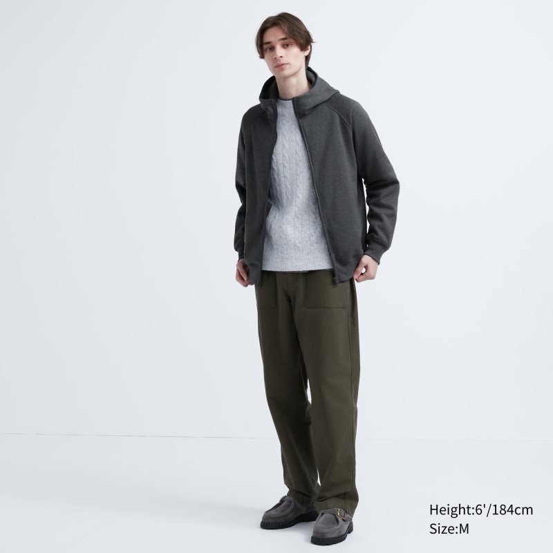 Grey Uniqlo Heattech Pile Lined Sweat Full-zip Men Hoodie | 5732226