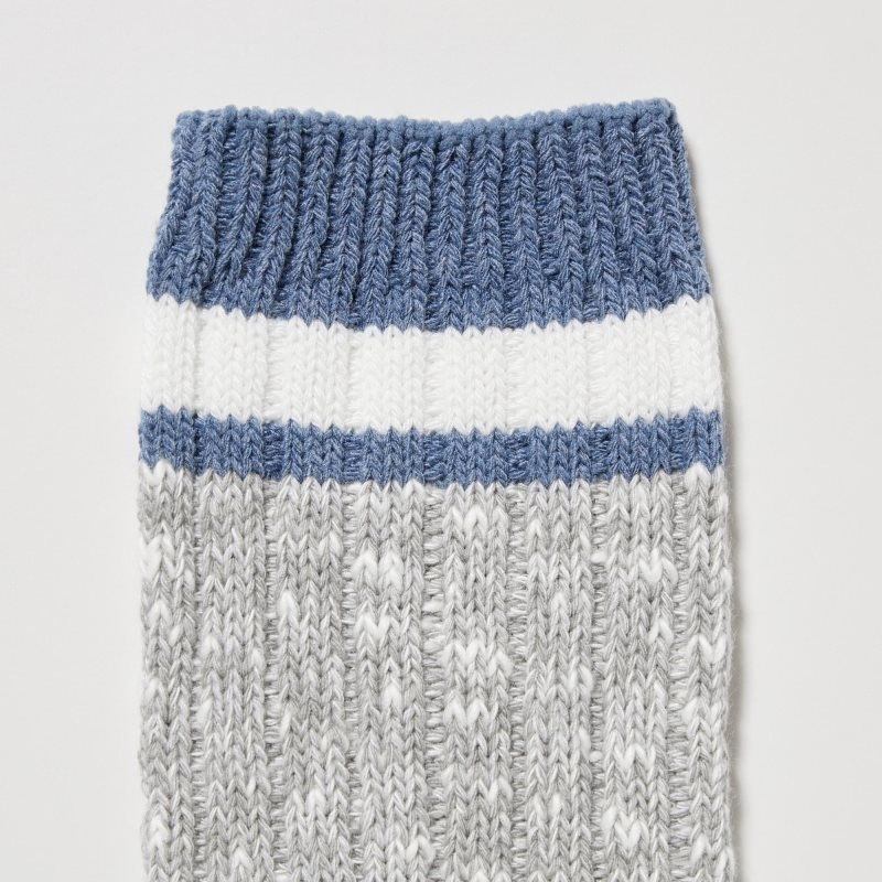 Grey Uniqlo Heattech Slub Ribbed Men Socks | 9335236