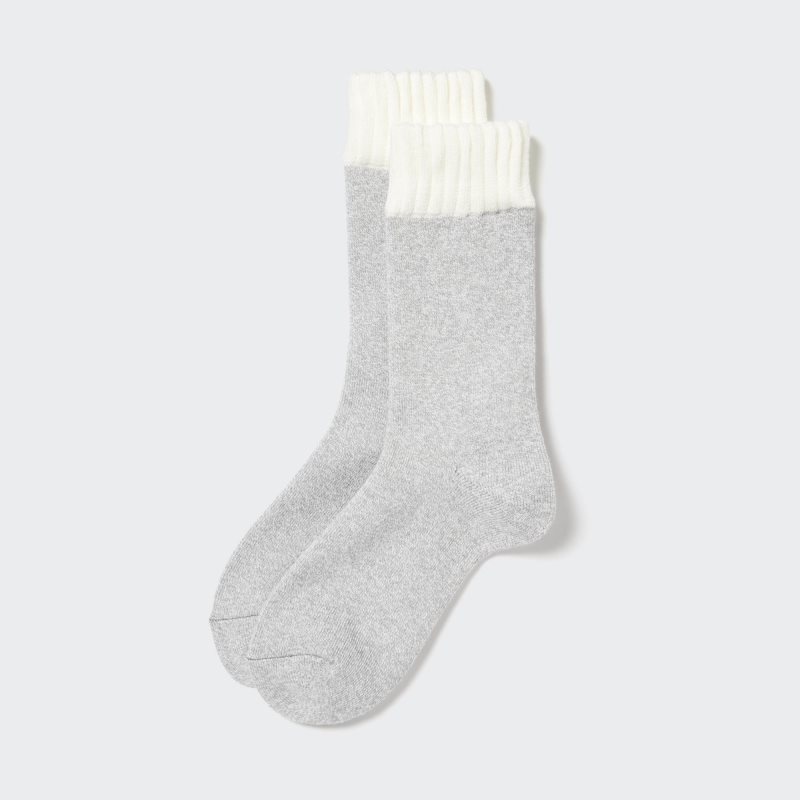 Grey Uniqlo Heattech Soft Pile Men Socks | 3121365