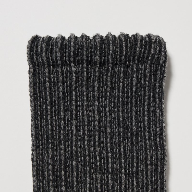 Grey Uniqlo Heattech Soft Pile Ribbed Men Socks | 6703263