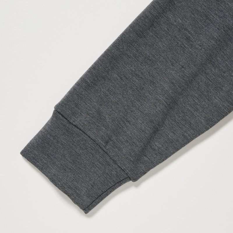 Grey Uniqlo Heattech Ultra Warm Crew Neck Men T Shirts | 9613969
