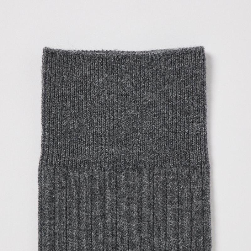 Grey Uniqlo Heattech Wide Ribbed Men Socks | 3073391