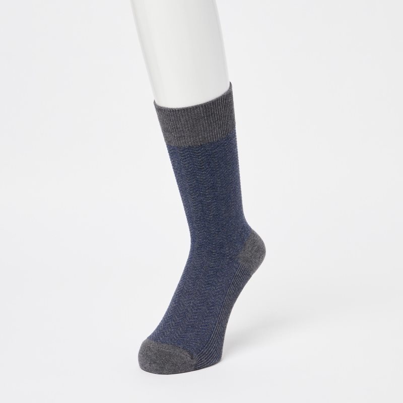 Grey Uniqlo Herringbone Men Socks | 6872617