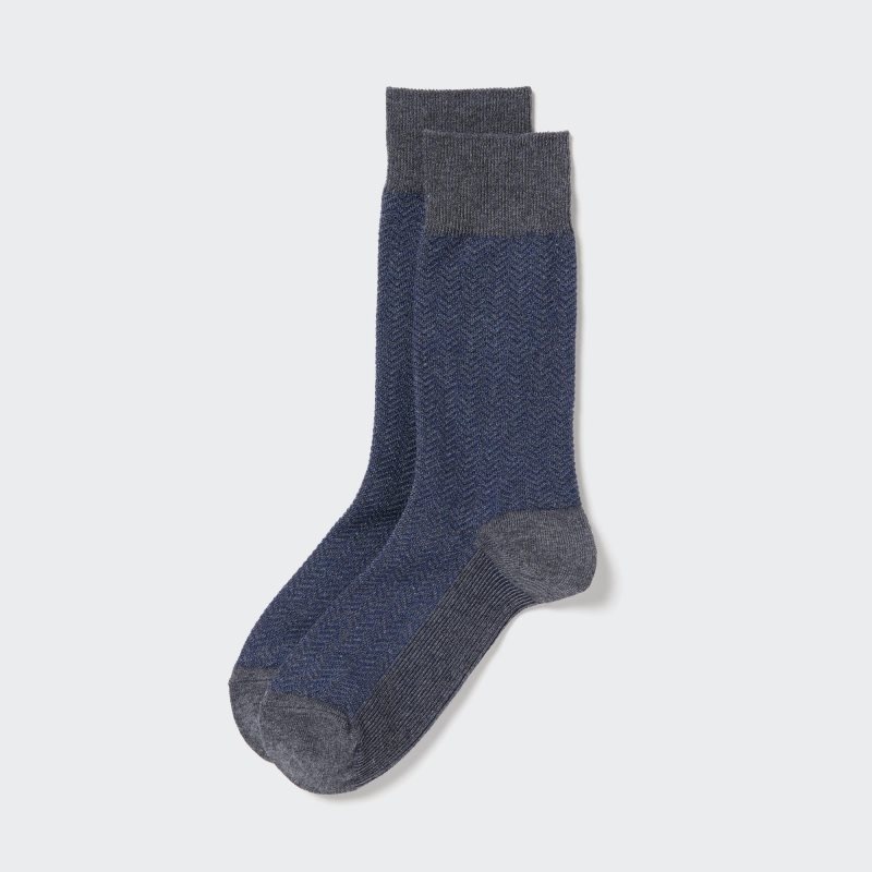 Grey Uniqlo Herringbone Men Socks | 6872617