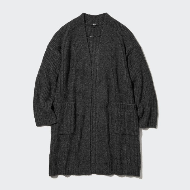Grey Uniqlo Knitted Long Women Cardigan | 4124632