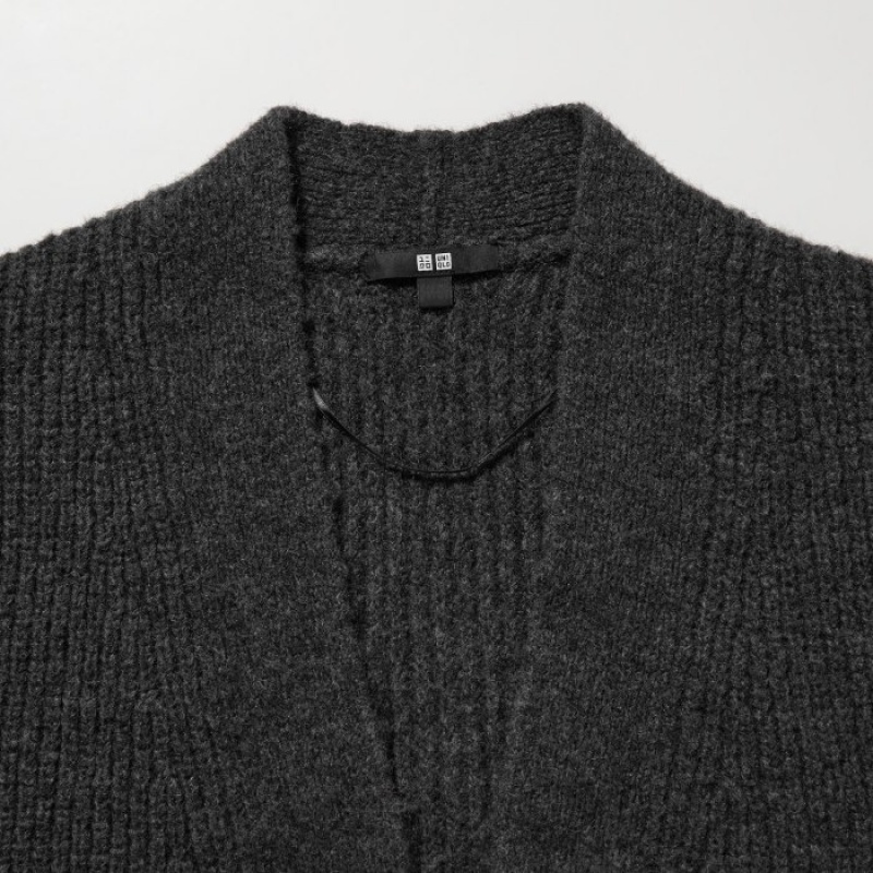 Grey Uniqlo Knitted Long Women Cardigan | 4124632
