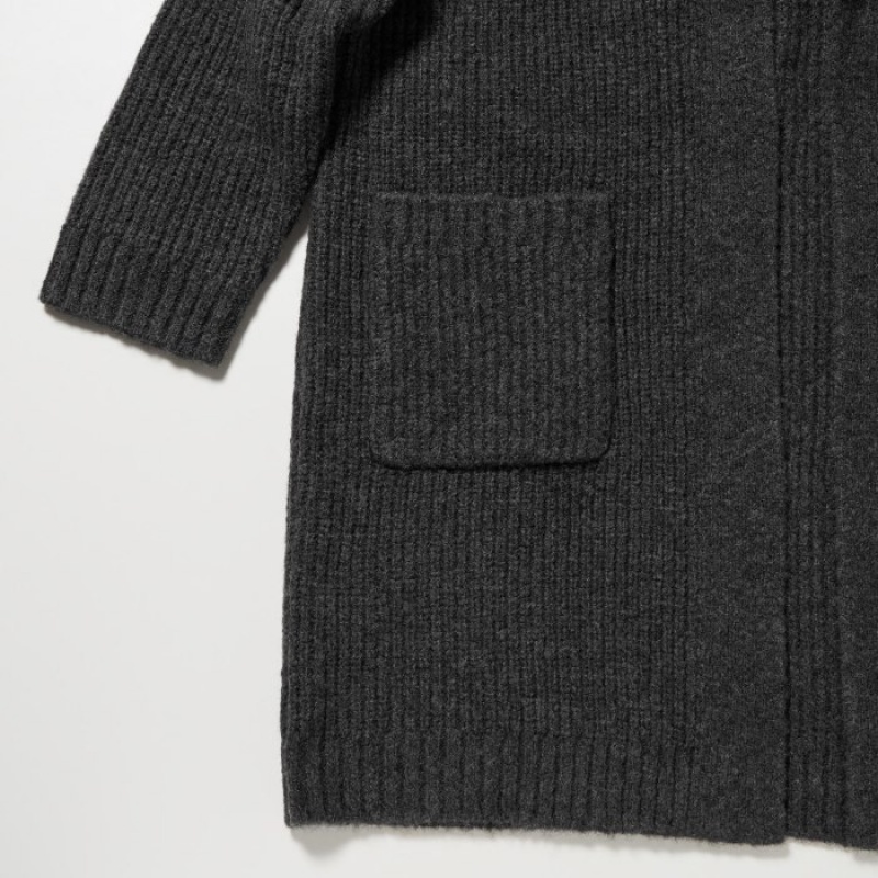 Grey Uniqlo Knitted Long Women Cardigan | 1758328
