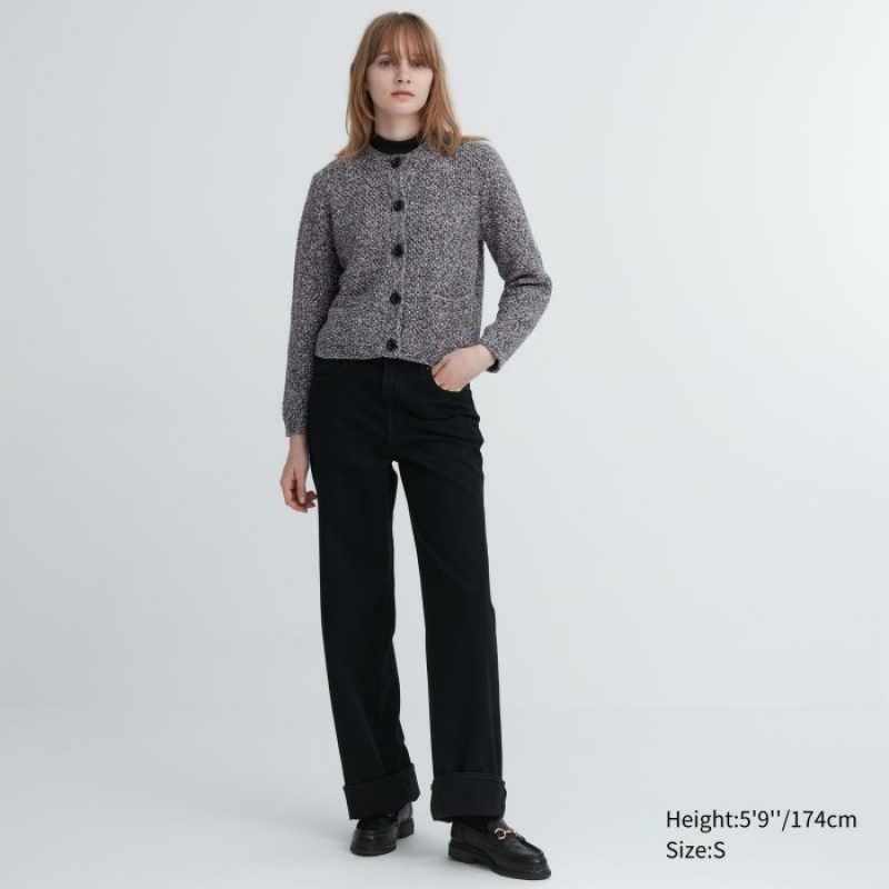Grey Uniqlo Knitted Short Women Cardigan | 3142983
