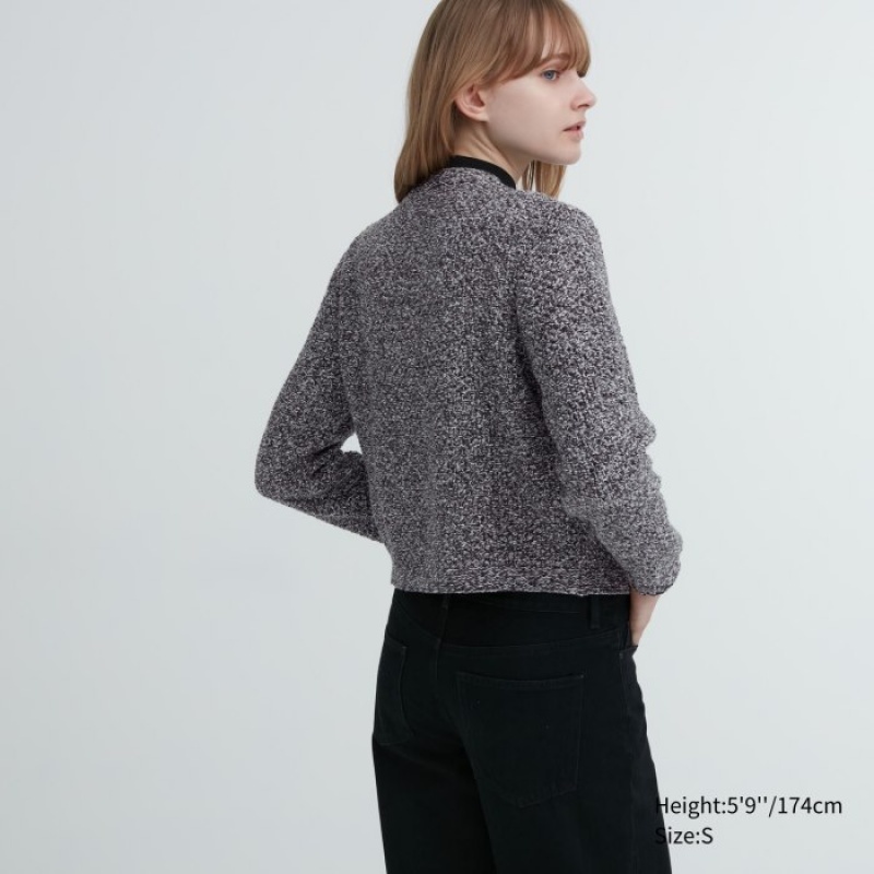 Grey Uniqlo Knitted Short Women Cardigan | 3142983