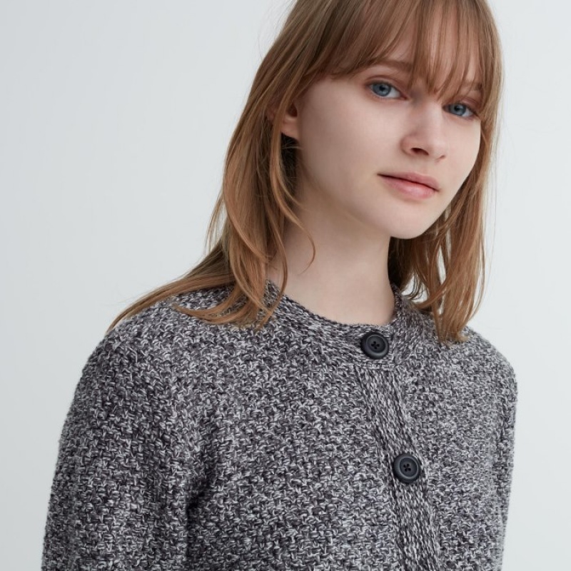 Grey Uniqlo Knitted Short Women Cardigan | 3142983