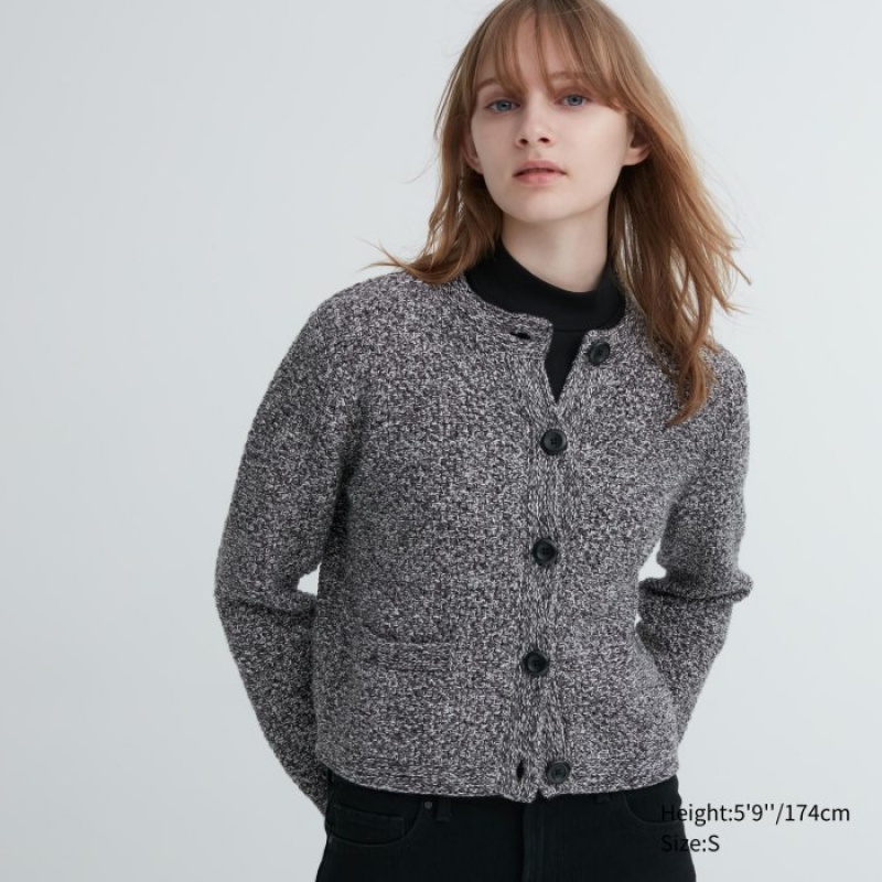Grey Uniqlo Knitted Short Women Cardigan | 3142983