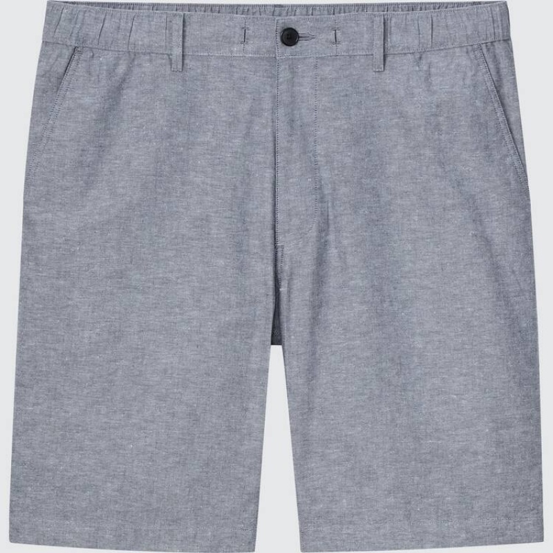 Grey Uniqlo Linen Blend Men Shorts | 4974757