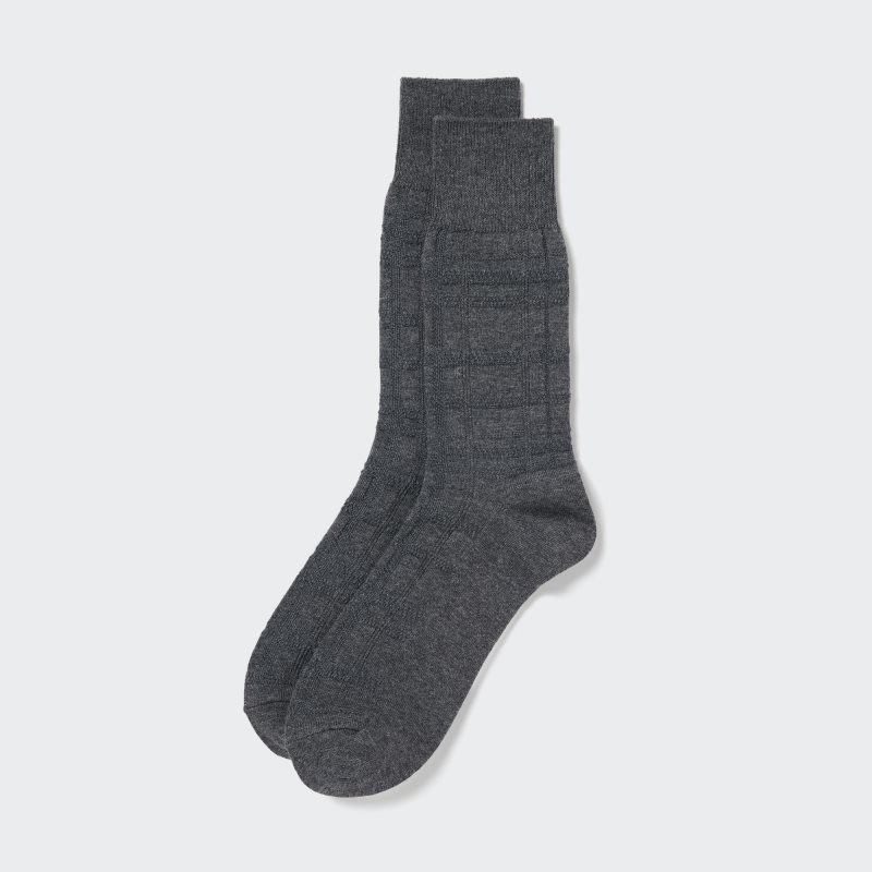 Grey Uniqlo Links Checked Men Socks | 5365355