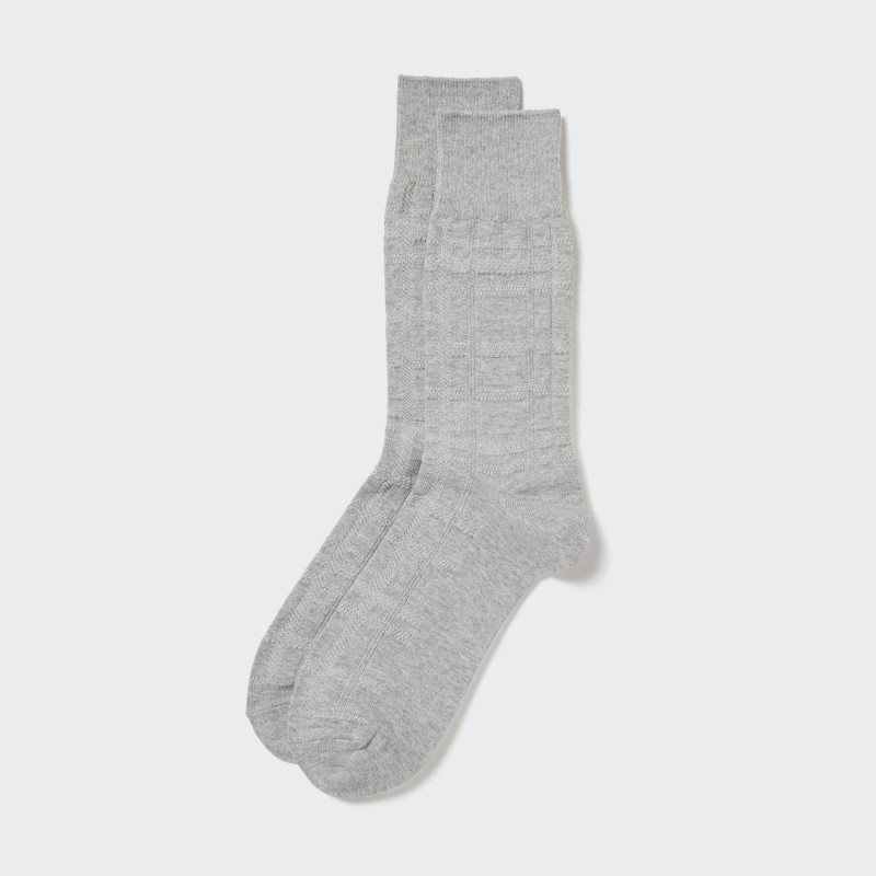 Grey Uniqlo Links Checked Men Socks | 6374867