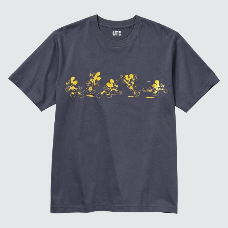 Grey Uniqlo Mickey Shines UT Short-Sleeve Women T Shirts | 5320986