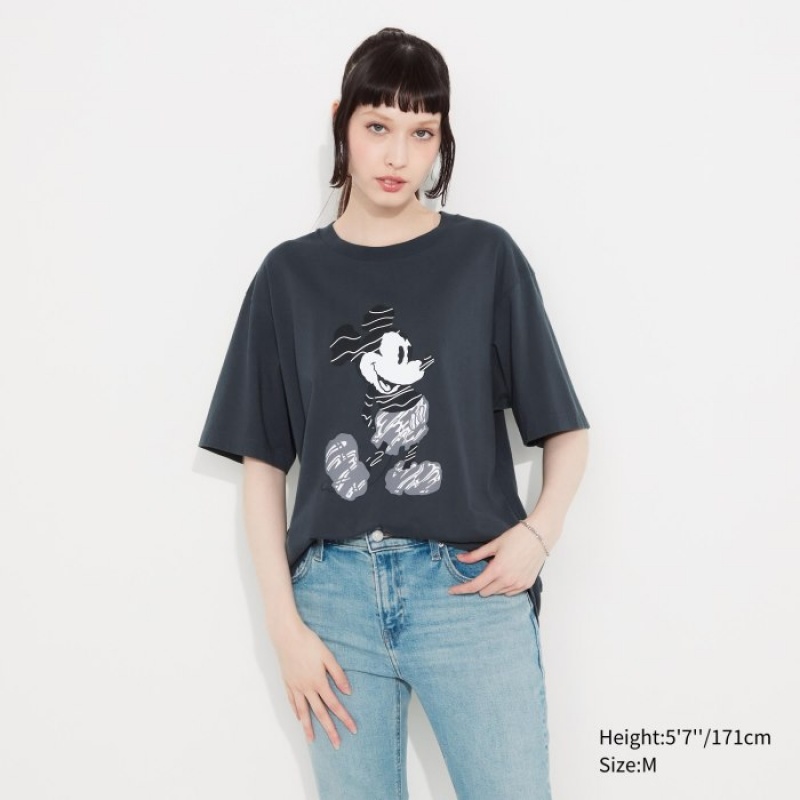 Grey Uniqlo Mickey Stands UT Short-Sleeve Women T Shirts | 9584498