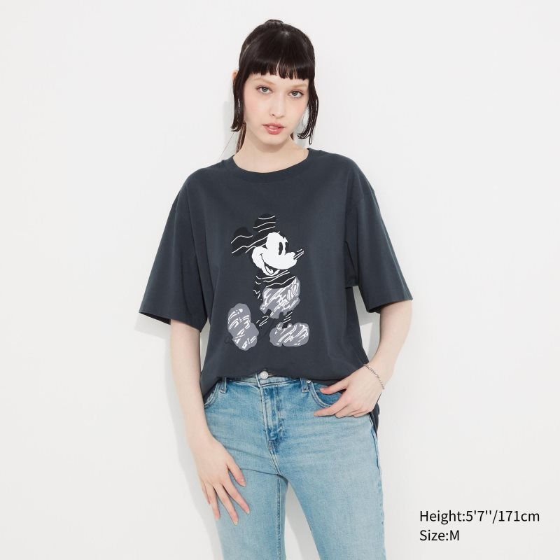Grey Uniqlo Mickey Stands Ut Short-sleeve Graphic Men T Shirts | 8165463