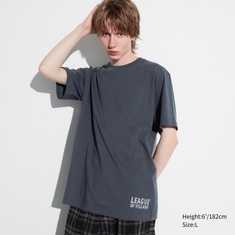 Grey Uniqlo My Hero Academia Ut Short-sleeve Graphic Men T Shirts | 8874487