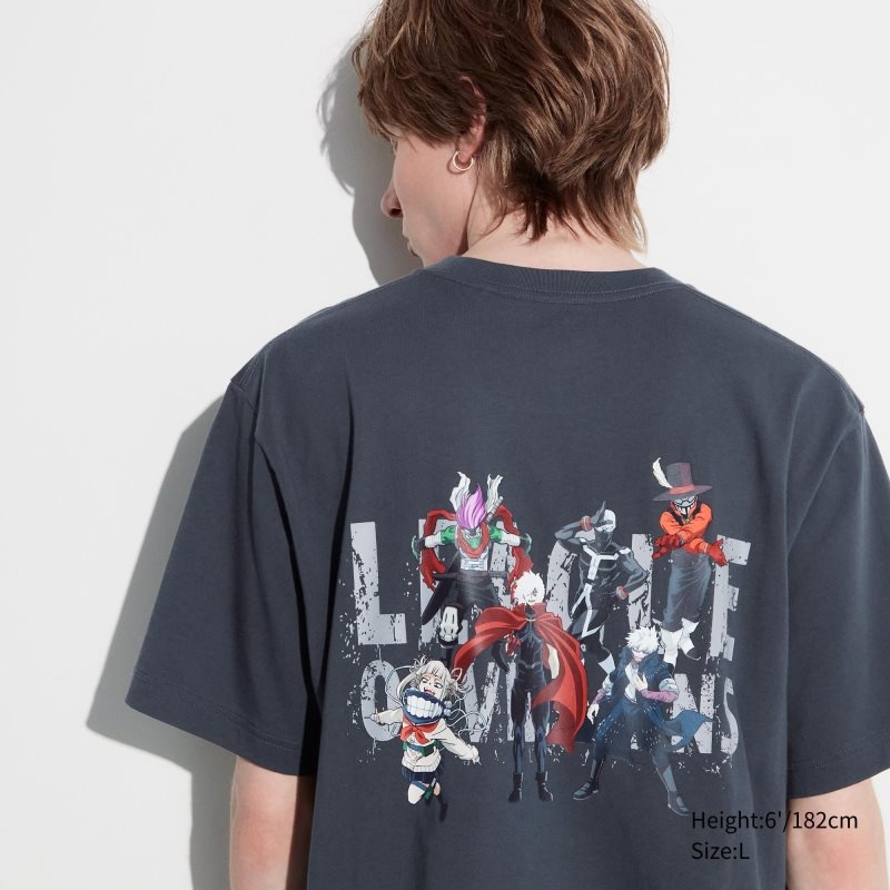 Grey Uniqlo My Hero Academia Ut Short-sleeve Graphic Men T Shirts | 8874487