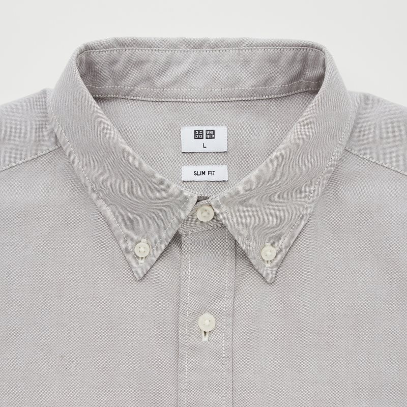 Grey Uniqlo Oxford Slim-fit Long-sleeve Men Shirts | 499614