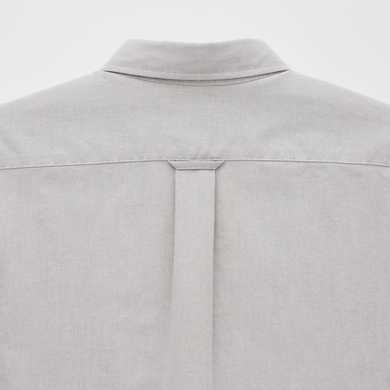 Grey Uniqlo Oxford Slim-fit Long-sleeve Men Shirts | 499614