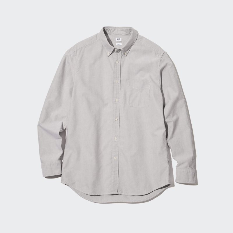 Grey Uniqlo Oxford Slim-fit Long-sleeve Men Shirts | 499614