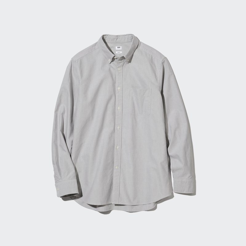 Grey Uniqlo Oxford Slim-fit Long-sleeve Men Shirts | 8231115