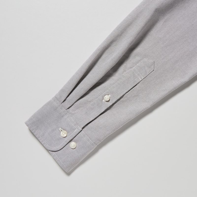 Grey Uniqlo Oxford Slim-fit Long-sleeve Men Shirts | 1226634